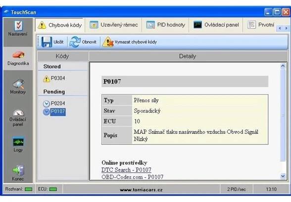 SW TouchScan v češtině na CD - ELM 327 - DIAG (HITYshop.cz - satelity, dvb-t, kamery,televize, LED světla, elektro)