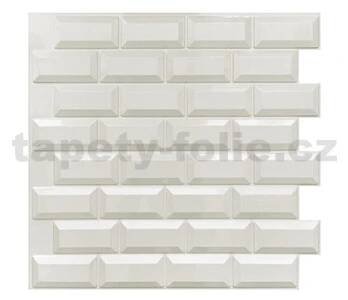 Obkladové panely 3D PVC rozměr 595 x 560 mm, tloušťka 0,6mm, bílý obklad METRO 3D