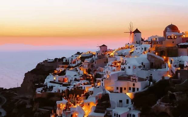 Oia Santorini západ slunce