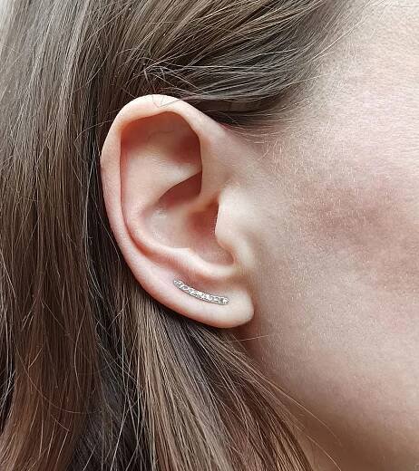 Náušnice ear climber line stříbrné