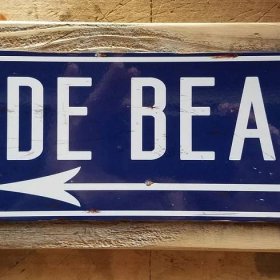 Nude Beach Metal Street Sign Reclaimed Barn Wood Frame FREE SHIPPING