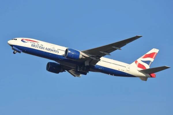 British Airways Boeing 777-200ER taking off.
