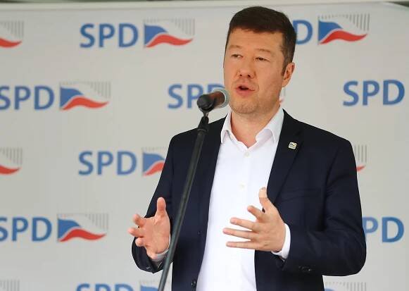 Předseda SPD Tomio Okamura na snímku z 19. července 2023.