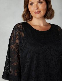 Lace Round Neck Oversized Top