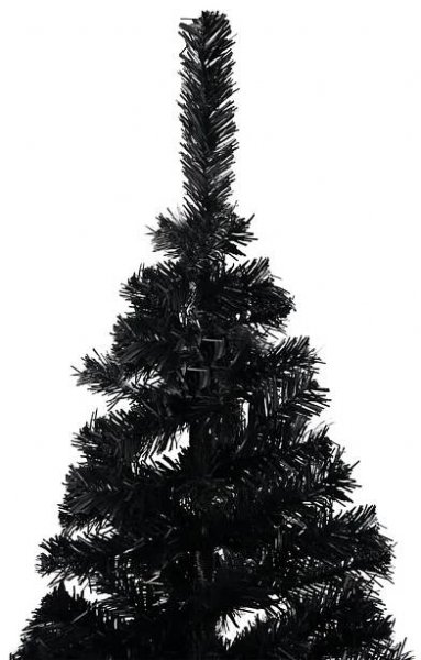 Umělý vánoční stromek s LED a sadou koulí černý 150 cm PVC Černý3077589