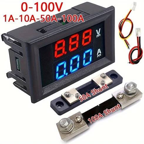 1ks Dvojitý displej Volt Ampérmetr * Voltmetr Ampérmetr LED Digitální * 0-100V/1A 10A 50A 100A Měřič napětí a proudu s šuntováním