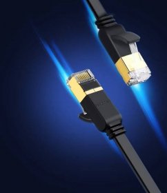 Plochý síťový kabel UGREEN NW106 Ethernet RJ45, Cat.7, STP, 10 m (černý) - Dianashop.cz