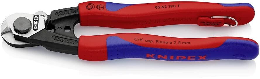 Knipex 95 62 190 T 95 62 190 T nůžky na drátěná lanka koncovky na bowdeny a drátěná tažná lanka, 7 mm, 7