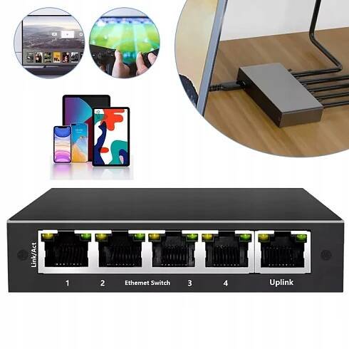 SWITCH 5 PORT LAN RJ45 GIGABIT ROZBOČOVAČ PŘEPÍNAČ 1000MB PRO INTERNET