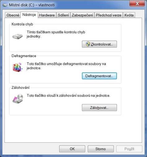 Místní disk, karta Nástroje