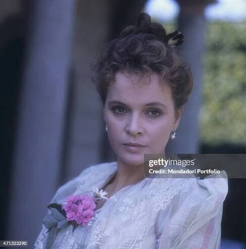 Italian actress Laura Antonelli posing in a stage costume in a villa nearby Lucca on the set of the film The Innocent. Italy, 1976