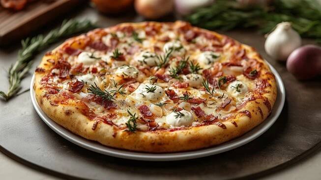 Bramborová pizza se zakysanou smetanou
