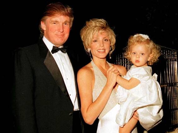 Donald Trump, Marla Maples, and their daughter, Tiffany, during the official opening party of the Mar-a-Lago Club on April 22, 1995.