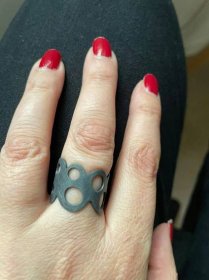 Adjustable Patinated Silver Ring - Modern Black Rings | KimyaJoyas 