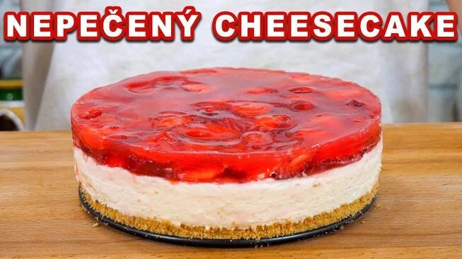 Nepečený cheesecake s jahodovým želé