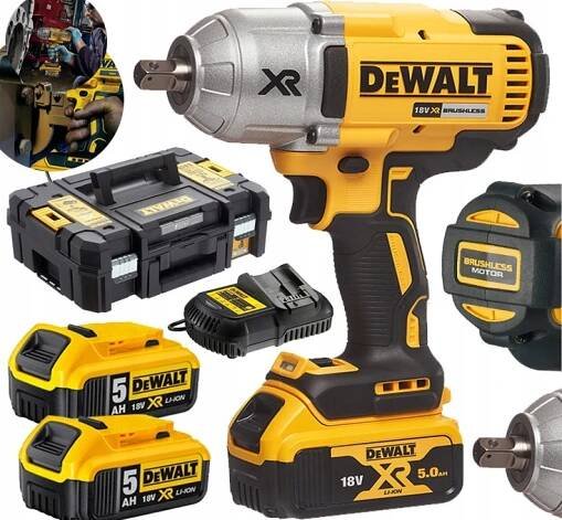 DeWalt AKUMULÁTOROVÝ PŘÍKLEPOVÝ KLÍČ 1/2 PALCE VÝKONNÝ 950 Nm AKUMULÁTOR 2x5Ah