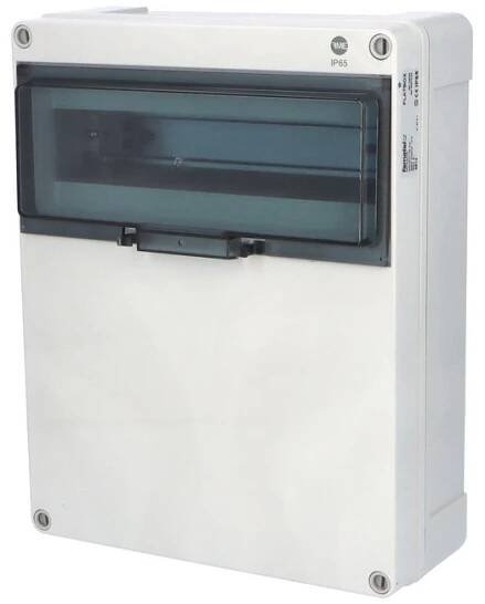 Rozvaděč FlatBOX 5813 IP65, 13mod., na omítku, průhl. dveře, 340x270x120mm