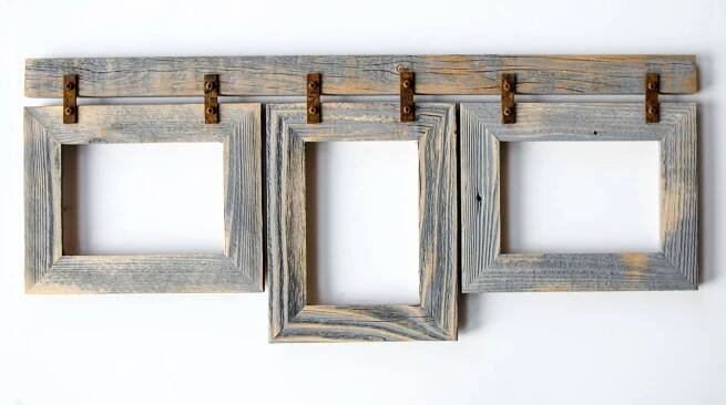 Barnwood Collage Frame. 3) 5x7 Multi Opening Frame. Rustic Picture Frame. Collage Frame. Gray Pictur… | Barn wood frames, Wood picture frames, Rustic picture frames