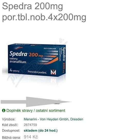 GENERICKÁ SPEDRA 200/EREKCE/AVANAFIL/KAMAGRA/UČINĚJŠÍ VIAGRA 🤩 - Erotika