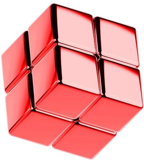 A red 3D rubiks cube