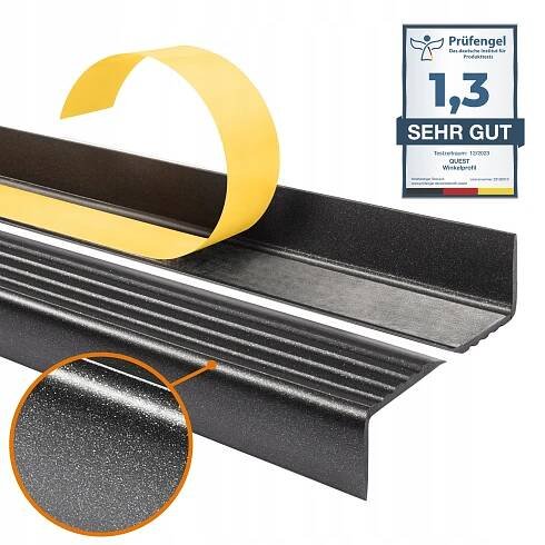 Protiskluzový samolepicí schodišťový profil ND 90 cm černo-stříbrný 40x25 mm