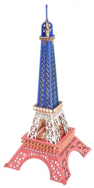 Woodcraft Dřevěné 3D puzzle Eiffelova věž v barvách Francie