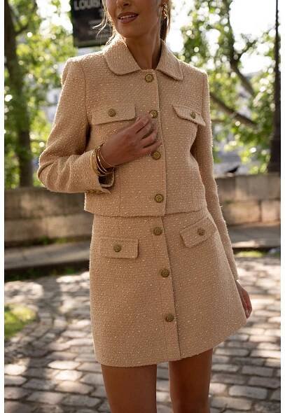 Camel tvídové sako ORIJE - www.kristynefashion.cz