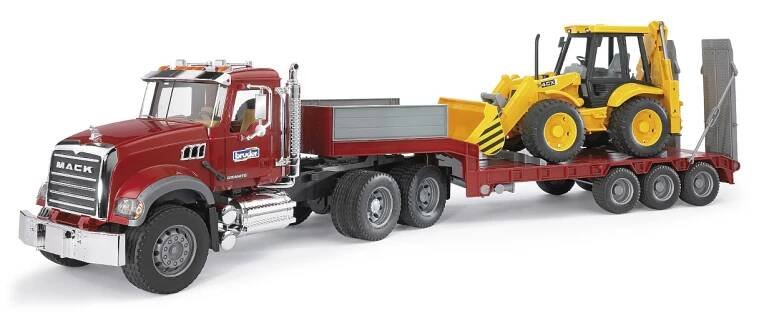 Bruder Nákladní auto MACK Granit návěs a traktor JCB