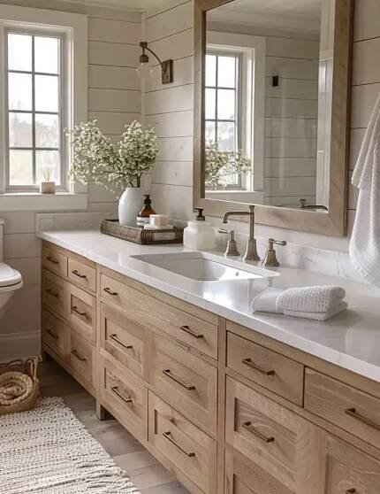 Farmhouse Decor Ideas - Farmhouse kitchen ideas - rustic farmhouse kitche… | Diseño de interiores de baño, Decoración de cuartos de baño pequeños, Muebles de lavabo