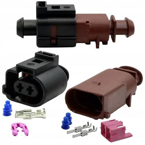 Zástrčka + zásuvka KONEKTOR VAG 2 PIN CodeB 1J0973822A + 1J0973722A - SADA