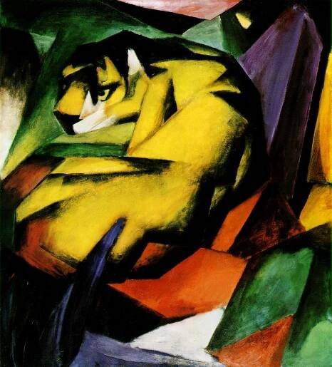 Tiger (Tigre), 1912, huile sur toile (109 × 99 cm), Lenbachhaus (Munich).