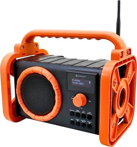 DAB80OR Rádio pro staveniště DAB+ Bluetooth dobíjecí baterie IP44 odolné proti