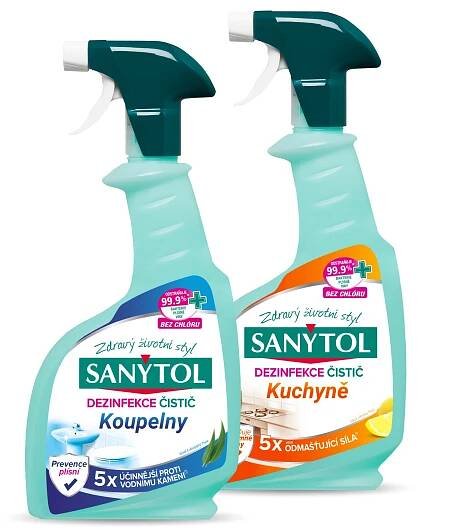 Sanytol duopack Čistič sprch a koupelen a Čistič kuchyní 2× 500 ml