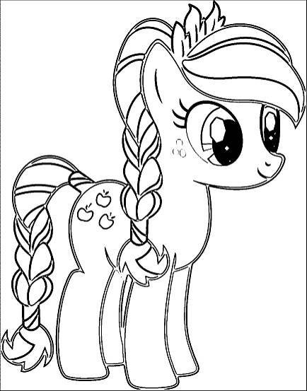 a little pony with long hair and braids on it's tail coloring page