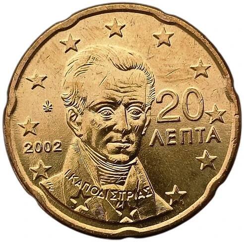 ŘECKO 20 EUROCENTŮ = 20 LEPTA 2002 MINCOVNA