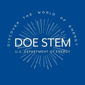 DOE STEM Logo Blue Background with Tagline