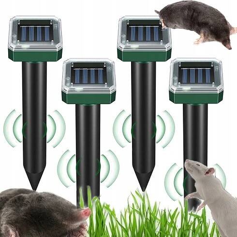4KS SILNÝ ODPUZOVAČ KRTKŮ, MYŠÍ KUNY, SOLÁRNÍ HLODAVCI 600MAH