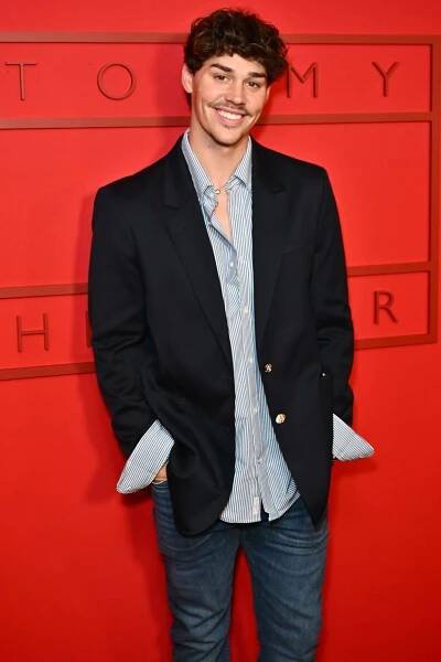 Noah Beck attends the Tommy Hilfiger show during New York Fashion Week February 2024 at Grand Central Terminal on February 09, 2024 in New York City. 