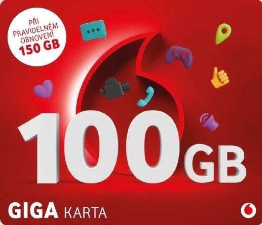 Vodafone Předplacená SIM karta Giga 100 GB od 340 Kč