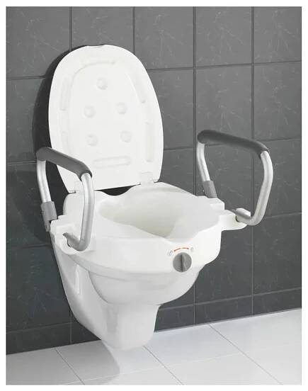 Zvýšené WC sedátko s opěrkami pro seniory Wenko Secura, 47,5 x 55 cm
