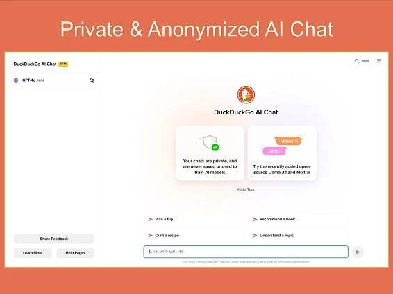 Screenshot of Duck.ai.
