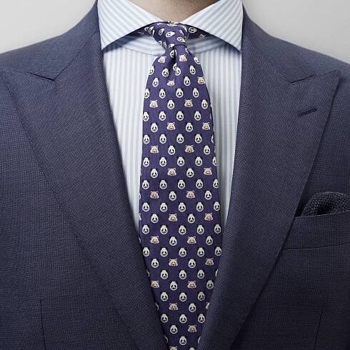 Eton Panda & Racoon Tie Dark Evening Blue