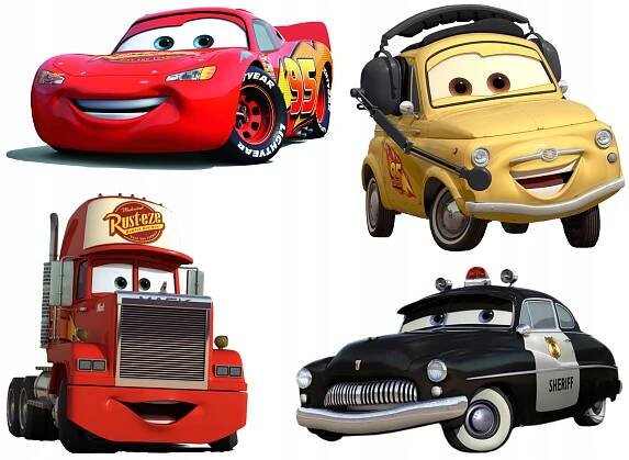 SAMOLEPKY NA BÍLÉ FÓLII NA NÁSTĚNNÝ NÁBYTEK CARS AUTA AUTÍČKA