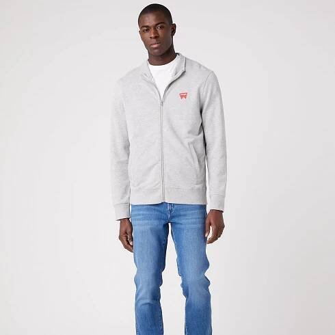 Mikina pánská FUNNEL NECK ZIP MID GREY MELEE W663HAX37 Wrangler