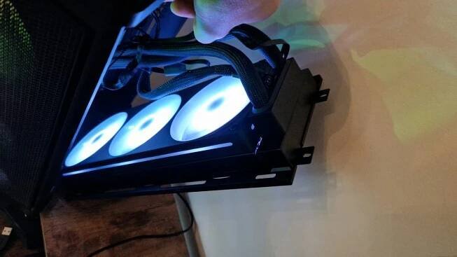 The fans and radiator on the NZXT Kraken Elite 360 RGB