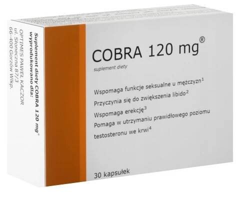 Tabletky na erekci a potenci Libido COBRA 120 HLADINA TESTOSTERONU 30 kusů
