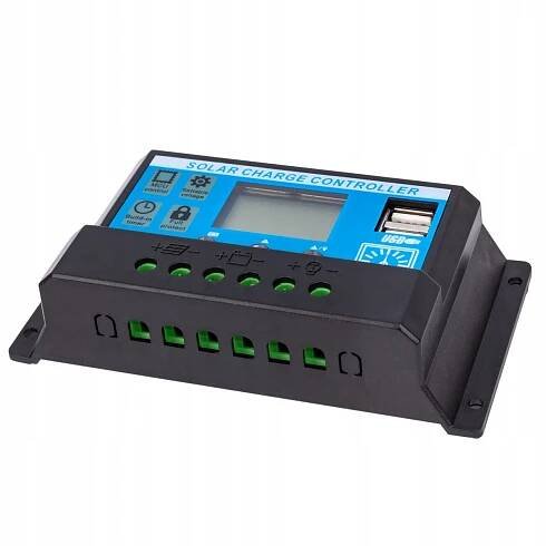SOLÁRNY REGULÁTOR NABÍJANIA PWM LCD USB 12/24V 10A