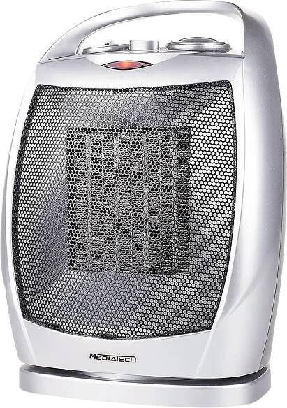 MediaTeck Ceramic Desk Heater, 1500 Watt, Silver, MT-TCH003