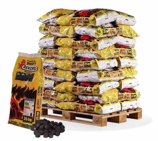 Uhelné brikety REKORD 2 paleta 750 kg 30 ks x 25 kg – VATO PALIVA