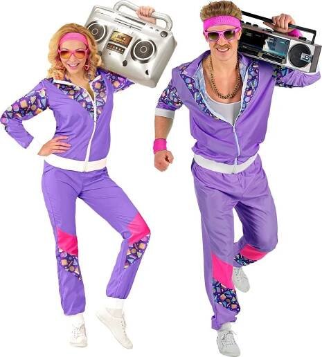Unisex fialová disco šusťákovka z 80. a 90. let, L